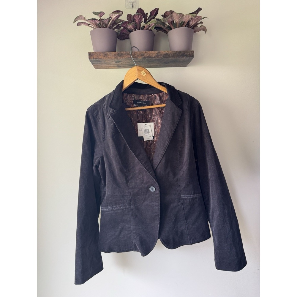 Calvin Klein Corduroy Blazer Jacket Black NWT Indie Sleaze Grunge Whimsigoth XL